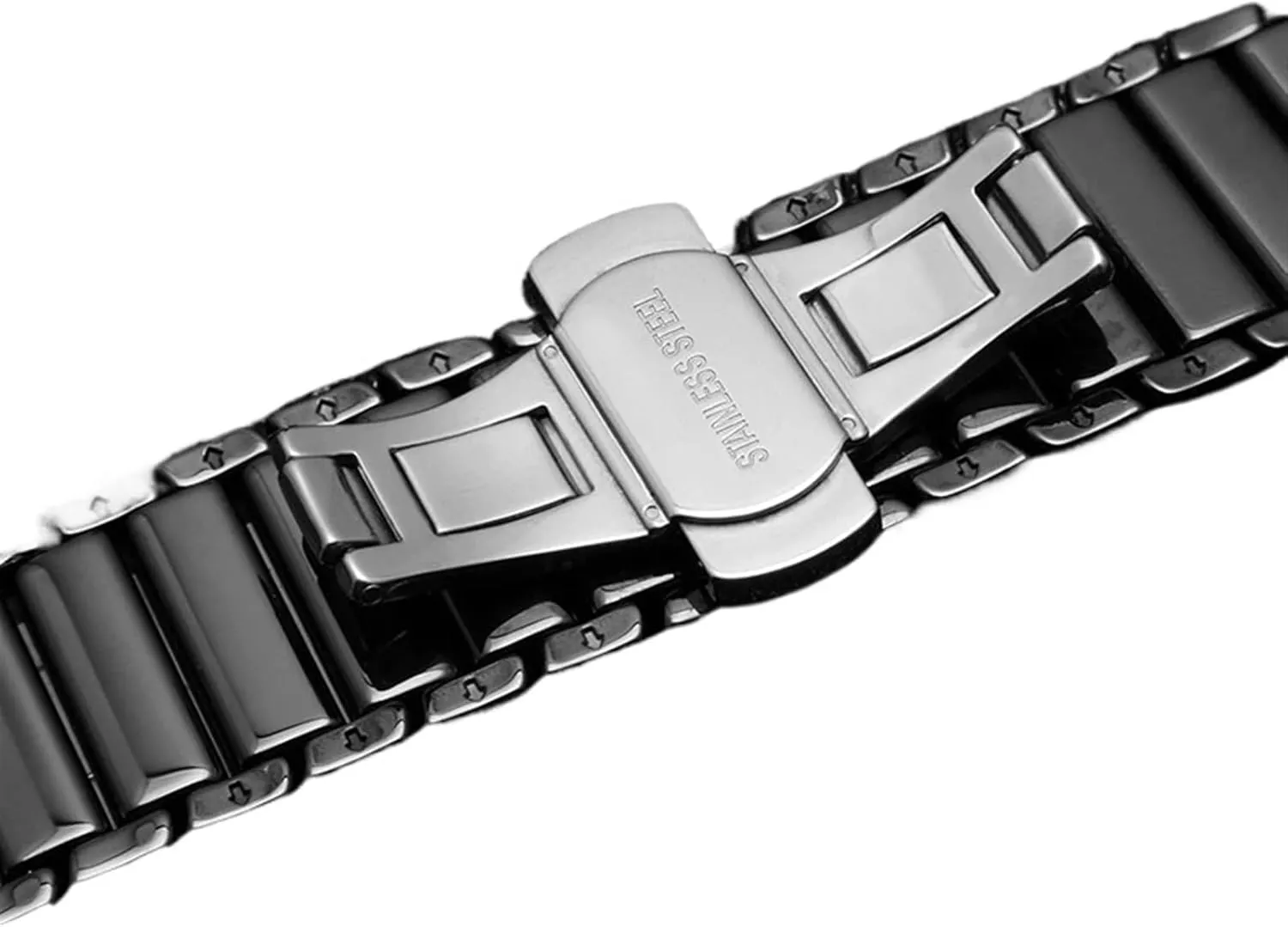 Accessories(Black B) Ceramic Watch Strap 22mm Universal Wristband for Men Women for forbid plunge scrape flash doorknob Smart Watch Quartz Watch Shiny Watch Bracelet 