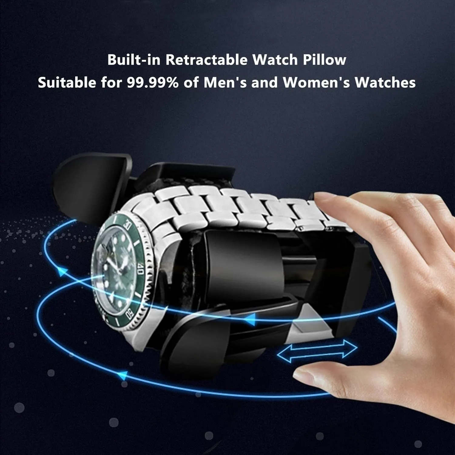 Adjustable Watch vital Pillows 5 Rotation Mode Setting Quiet Motor,Black Automatic Watch Winder Box 6 Built-in Led Light 