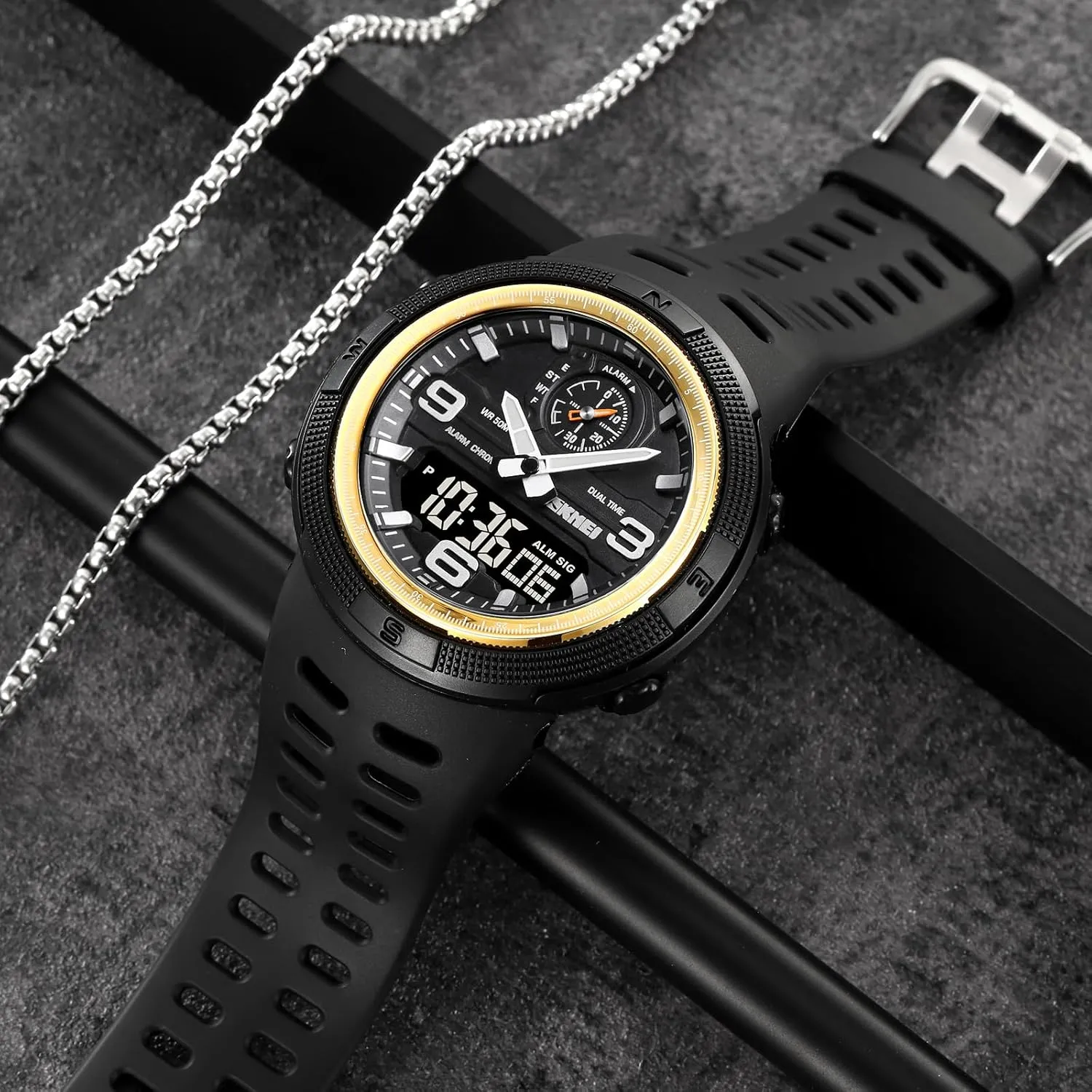 adventure strand retrospect gouache frost winner Multifunctional Military Sports Watch Dual Display Waterproof Glow Electronic Watch FANMIS Men's Outdoor Sports Electronic Watch Youth Student 