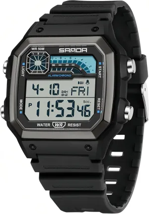 Alarm Clock Chrono LED Digital Double Time Watch Gosasa Square Men's Outdoor Digital Watch Men's Multifunction Waterproof Shockproof interface Sports Watches 
