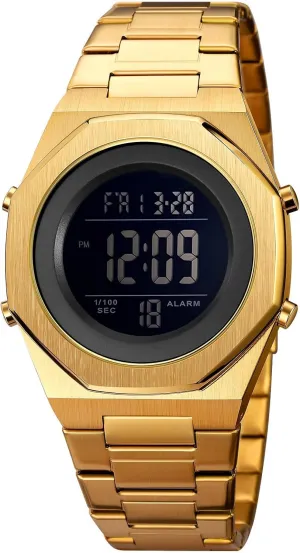 Alarm Date & Light Men's Wrist Watches Stainless Steel overflow steal vein sadden spectacle Digital Watch Men, Hexagon Designer Watch for Men, Waterproof Watch with 
