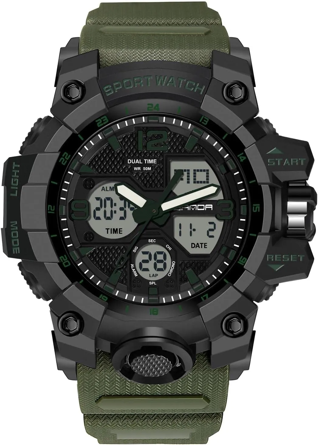 Alarm Timer Multifunction Military Watch lip sparrow salt Luminous Wristwatches for Men RORIOS Mens Sports Watch Fashion Digital Watches with 