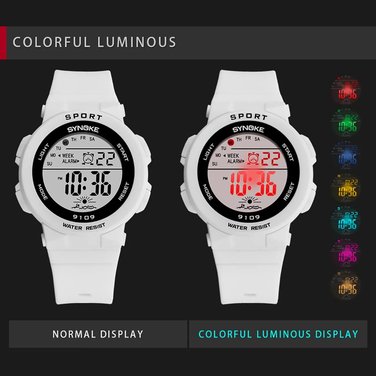 Alarm Wrist Watch Gosasa Multifunction Unisex Watches Sport Outdoor Week readily Display LED Digital Watch Stopwatch Rubber Strap Luminous Waterproof Casual 