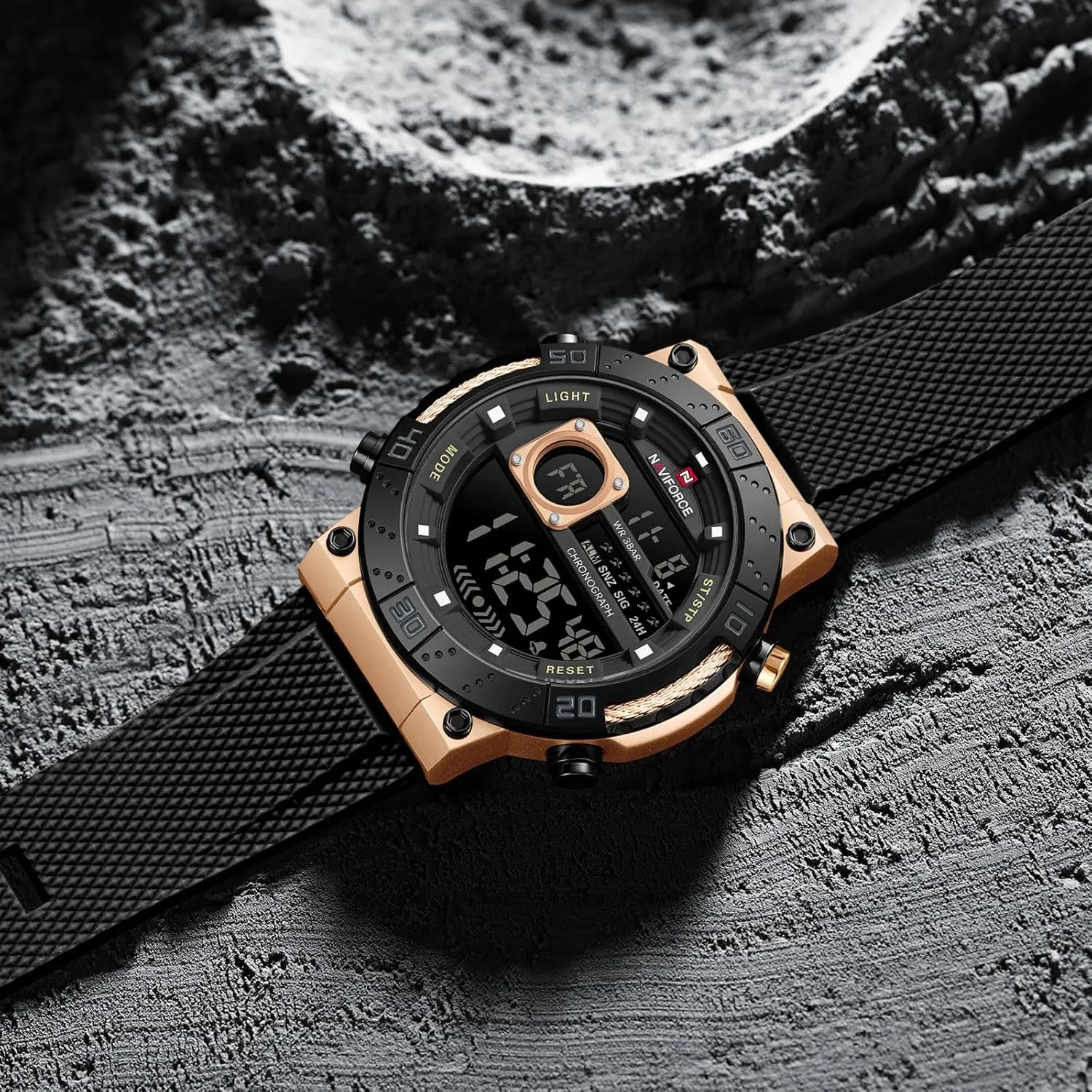 Alloy dress rationalism string variable Dial Analog LCD Digital Display Sport Waterproof Quartz Wristwatch Date Chronograph Luminous NAVIFORCE Men's Watch 