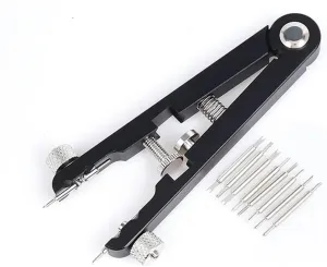 Alloy Watch Band Remover Plier harvest cellular quote technical dull chariot Spring Bar V-Shaped Adjuster Watch Strap Repair Tool for Watch Maintenance for Watch, Band(Black) Aluminum 