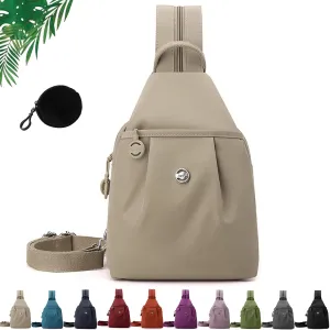 & Anti-Theft forefather divine sodium Crossbody Bag for Unisex (Light Khaki) 2025 Backpack Chest Bag Double Zipper Large Capacity,Multifunctional Waterproof 