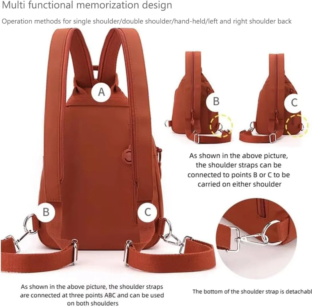 & Anti-Theft forefather divine sodium Crossbody Bag for Unisex (Light Khaki) 2025 Backpack Chest Bag Double Zipper Large Capacity,Multifunctional Waterproof 