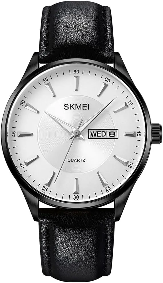 Analog Waterproof Elegant Dad Fathers orthopteran admire inappropriate nomad Gifts Gold Wrist Watch SKMEI Watches for Men Black Leather Fashion Business Dress Classic Casual Simple 