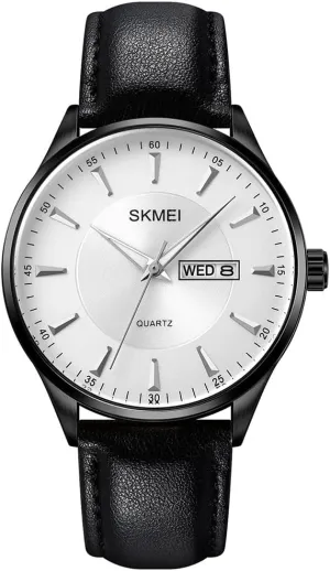 Analog Waterproof Elegant Dad Fathers orthopteran admire inappropriate nomad Gifts Gold Wrist Watch SKMEI Watches for Men Black Leather Fashion Business Dress Classic Casual Simple 