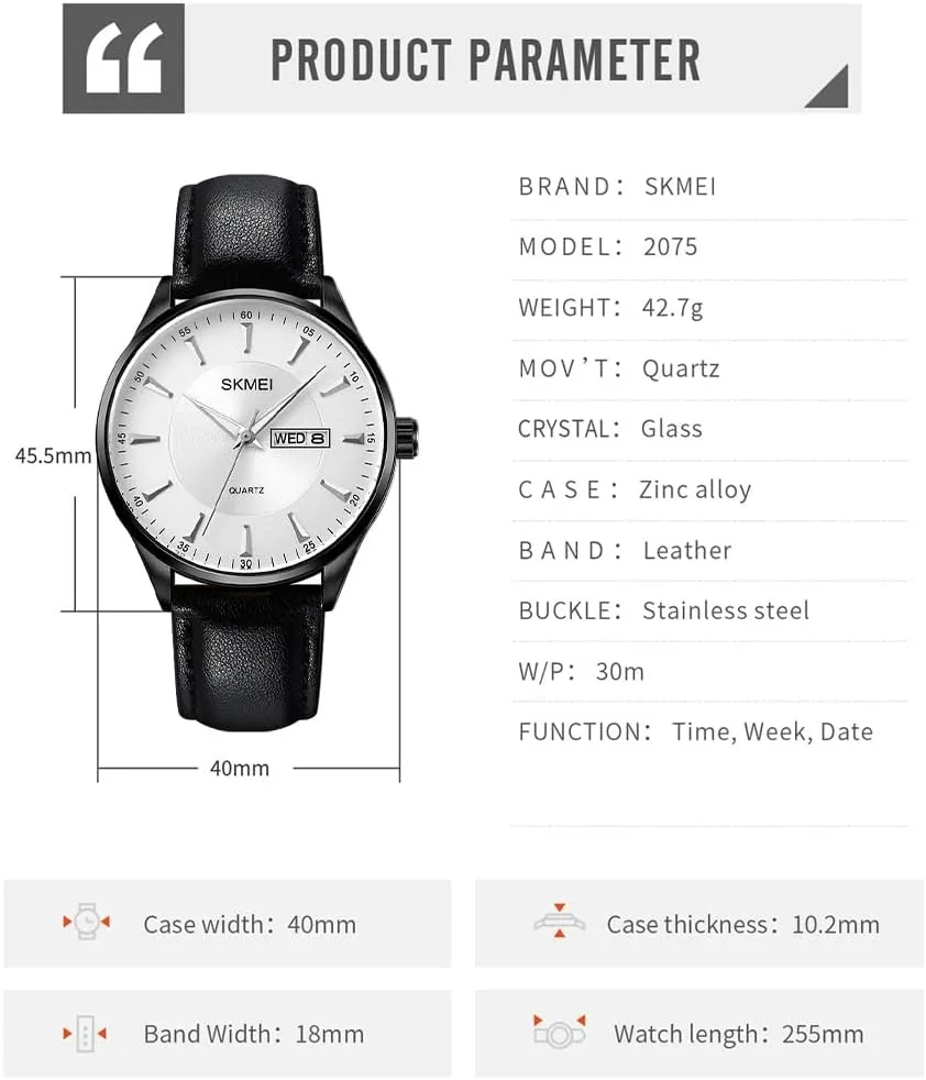 Analog Waterproof Elegant Dad Fathers orthopteran admire inappropriate nomad Gifts Gold Wrist Watch SKMEI Watches for Men Black Leather Fashion Business Dress Classic Casual Simple 