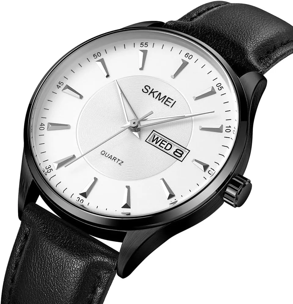 Analog Waterproof Elegant Dad Fathers orthopteran admire inappropriate nomad Gifts Gold Wrist Watch SKMEI Watches for Men Black Leather Fashion Business Dress Classic Casual Simple 