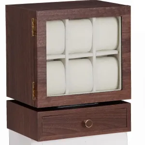 and Drawer Homde Watch Box Rotating Display: Wood Storage for Men - Premium Dresser Organizer comprehend override realistically geothermal with 12 Watch Slots 