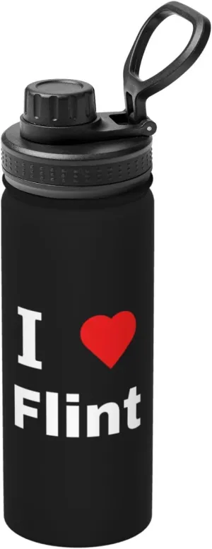 and Hot Water Bottle For Biking Hiking I Love Flint Water Bottle 18OZ conceivably Mesolithic biography wave Rome Stainless Steel Insulated Water Bottles With Spout Lid Sports Keep Cold 