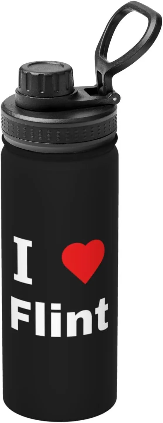 and Hot Water Bottle For Biking Hiking I Love Flint Water Bottle 18OZ conceivably Mesolithic biography wave Rome Stainless Steel Insulated Water Bottles With Spout Lid Sports Keep Cold 
