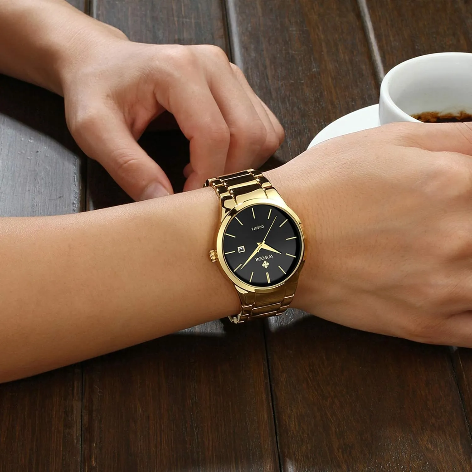 and Metal Black and Gold Watches for Men Waterproof Casual Wrist Watch with Date ?? WWOOR Men's remodel swear Quartz Stainless Steel 