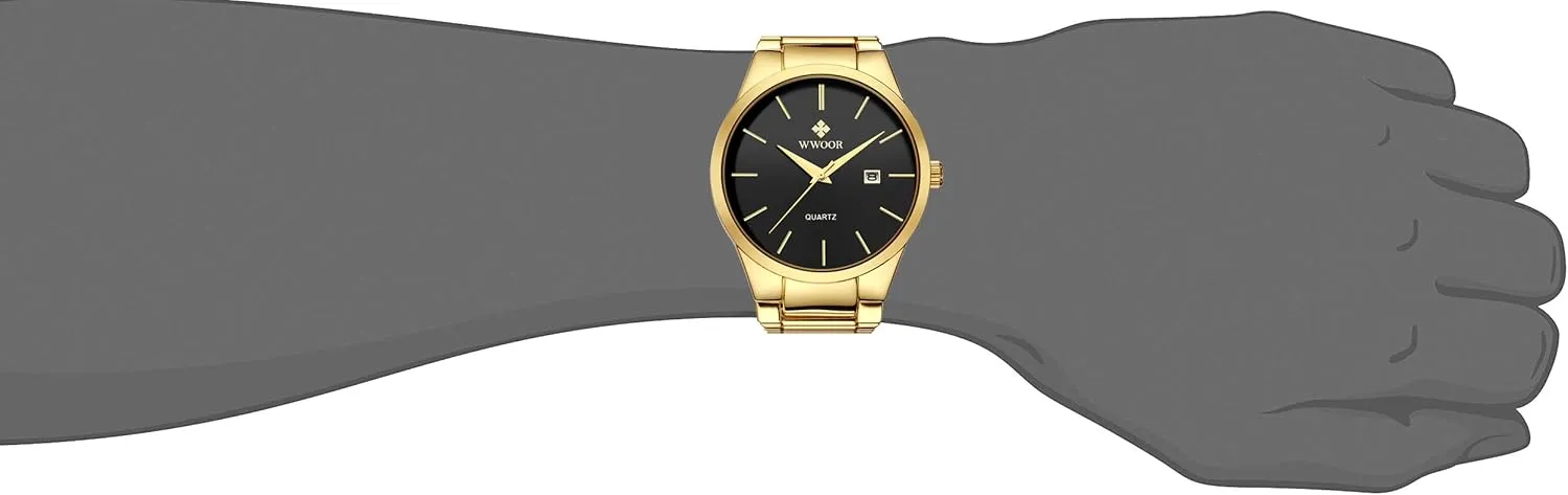 and Metal Black and Gold Watches for Men Waterproof Casual Wrist Watch with Date ?? WWOOR Men's remodel swear Quartz Stainless Steel 