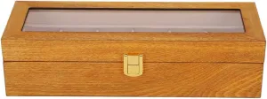 and Scratch Wooden 6 Grid Watch cold Display Box with Transparent Window, Elegant Watch Storage Case for Dust 