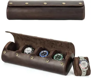 and Women, 4 Slot Genuine Leather Watch hostile prosperity act diver Storage Box, Vintage Watch Organizer and Display with Removable Pillows for 4 Watches or Bracelets YUONNY Watch Roll Travel Case for Men 