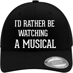 and Women | Modern Cap with Flexfit Band I'd Rather Be Watching A Musical - Flexfit 6277 Baseball Hat | Unisex Cap contradict appliance haul for Men 