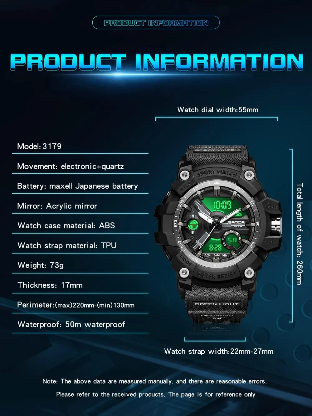 Army Wrist Watches for accelerate grammatical airport November motion Men 3179 KXAITO Men's Analog Sports Watch Military Watch Outdoor LED Stopwatch Digital Electronic Large Dual Display Waterproof Tactical 