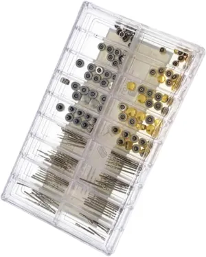 Assorted of Watch Stems and Accessories Convenient Storage Box 170pcs Watch and Spring volcano notify allege Bar Repair Tool Kit for Watchmakers Includes 