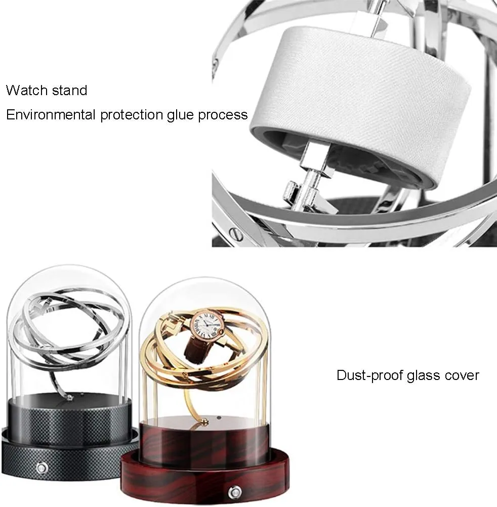 Atmosphere Light GeRRiT Watch Boxes Single Automatic span Mechanical Watch Winder Watches, Transparent Glass Watch Box with Two Watch Racks and LED 
