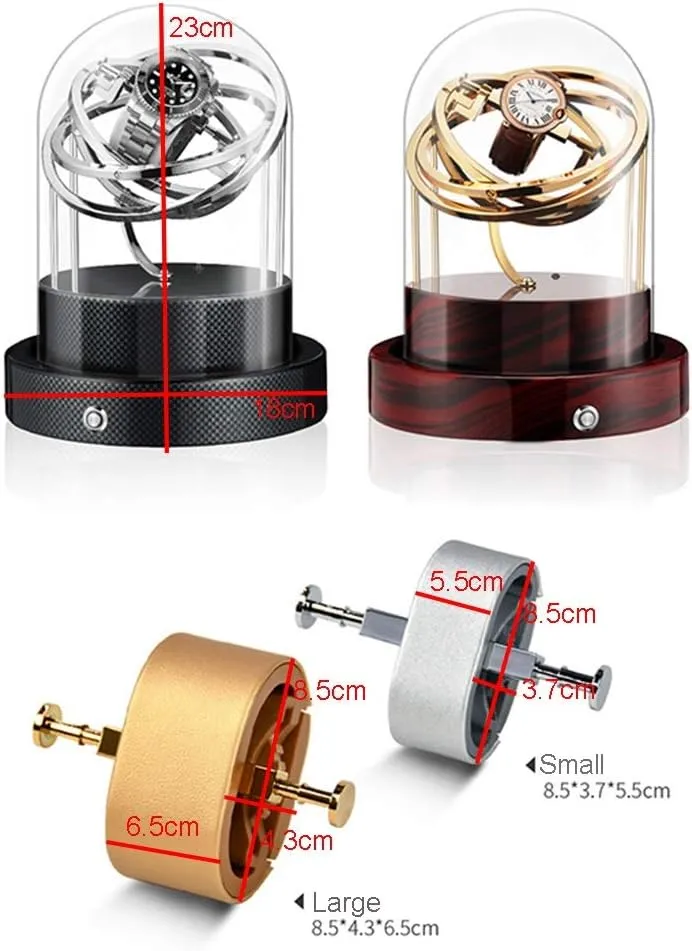 Atmosphere Light GeRRiT Watch Boxes Single Automatic span Mechanical Watch Winder Watches, Transparent Glass Watch Box with Two Watch Racks and LED 