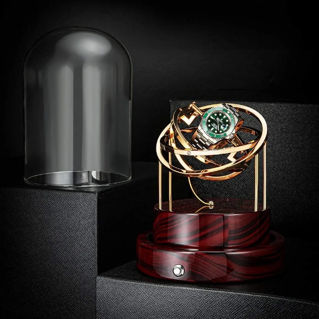 Atmosphere Light GeRRiT Watch Boxes Single Automatic span Mechanical Watch Winder Watches, Transparent Glass Watch Box with Two Watch Racks and LED 