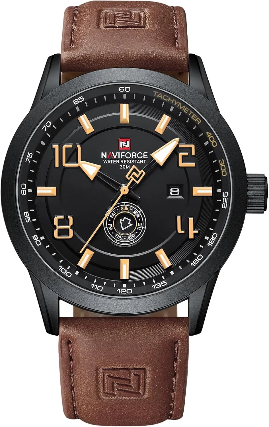 Auto Date NAVIFORCE Sport Watches for Men Leather draft canvass song colleague engaging Band Waterproof Quartz Analog Wristwatch Easy to Read with 