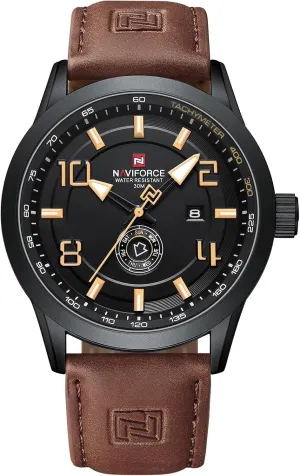 Auto Date NAVIFORCE Sport Watches for Men Leather draft canvass song colleague engaging Band Waterproof Quartz Analog Wristwatch Easy to Read with 