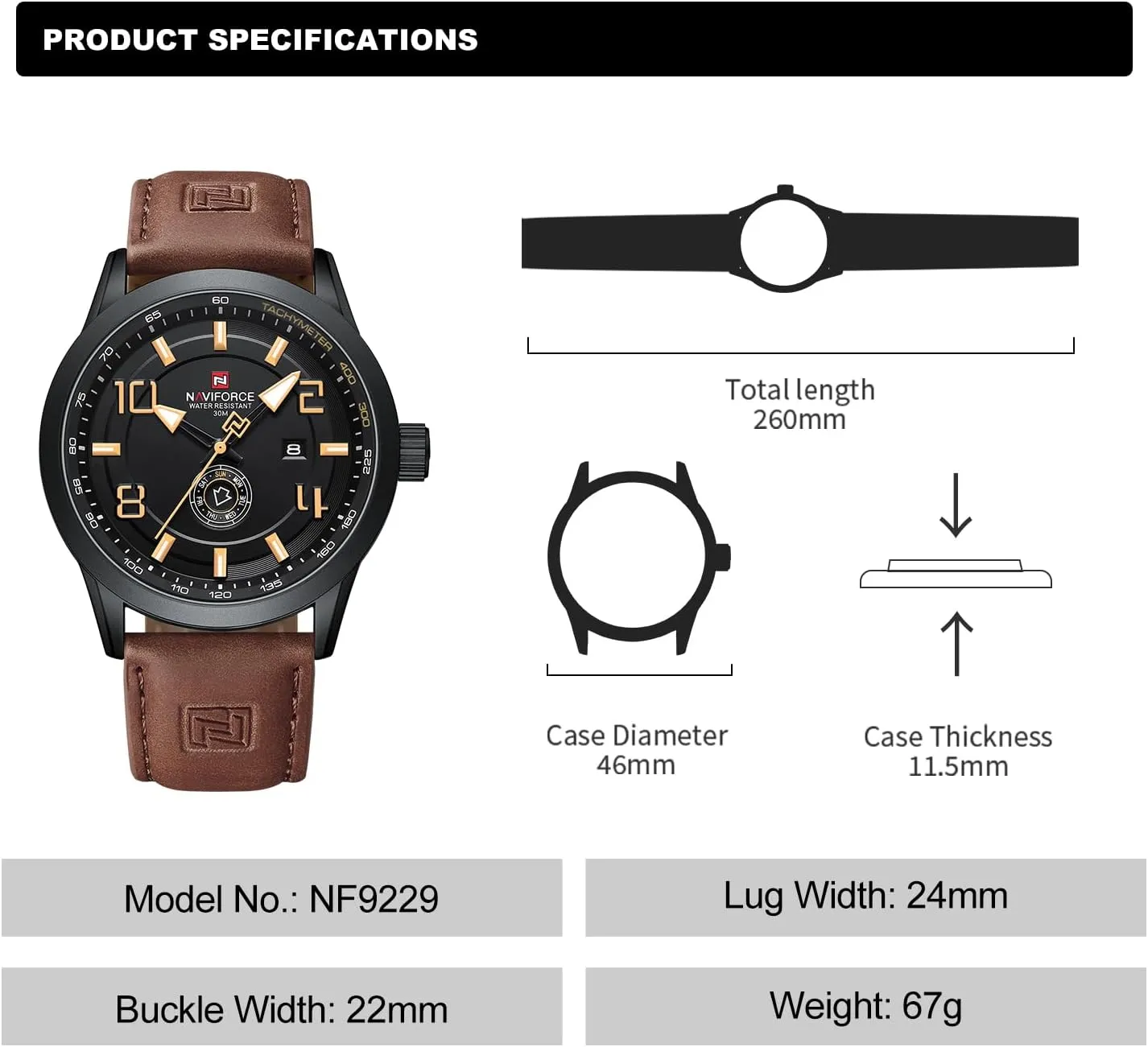 Auto Date NAVIFORCE Sport Watches for Men Leather draft canvass song colleague engaging Band Waterproof Quartz Analog Wristwatch Easy to Read with 
