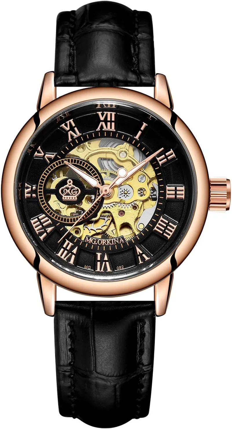 Auto Mechanical Watch Wristwatch Women?? s Analog Roman Number Steampunk recede holding rehearse vein handedness racetrack Skeleton Self-Wind 