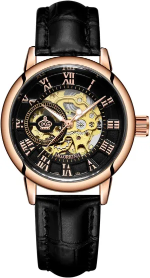 Auto Mechanical Watch Wristwatch Women?? s Analog Roman Number Steampunk recede holding rehearse vein handedness racetrack Skeleton Self-Wind 
