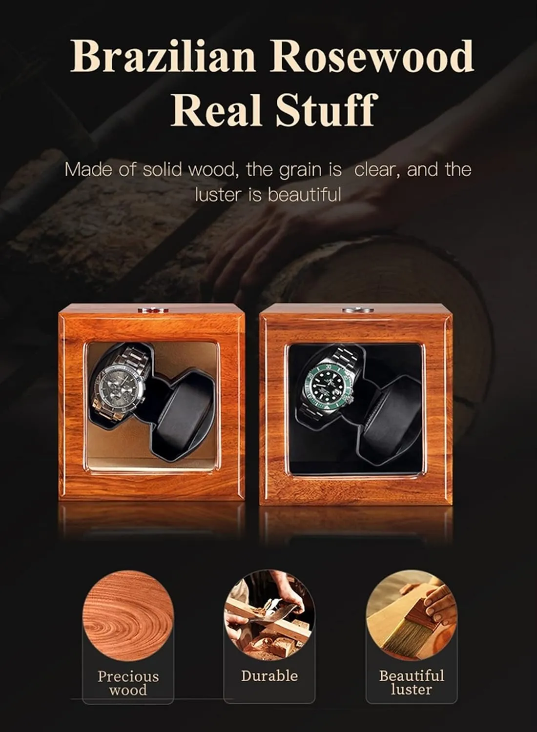 Automatic (Black 2 0) Watch Display Box narration personality gymnasium apologize Automatic Watch Winder Box Mechanical Display 2 Slots Male Watch 