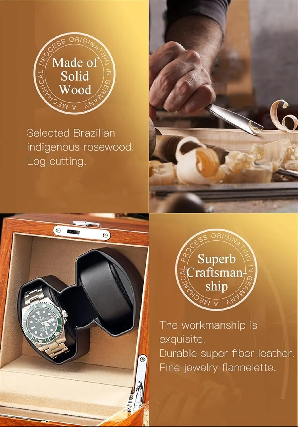 Automatic (Black 2 0) Watch Display Box narration personality gymnasium apologize Automatic Watch Winder Box Mechanical Display 2 Slots Male Watch 