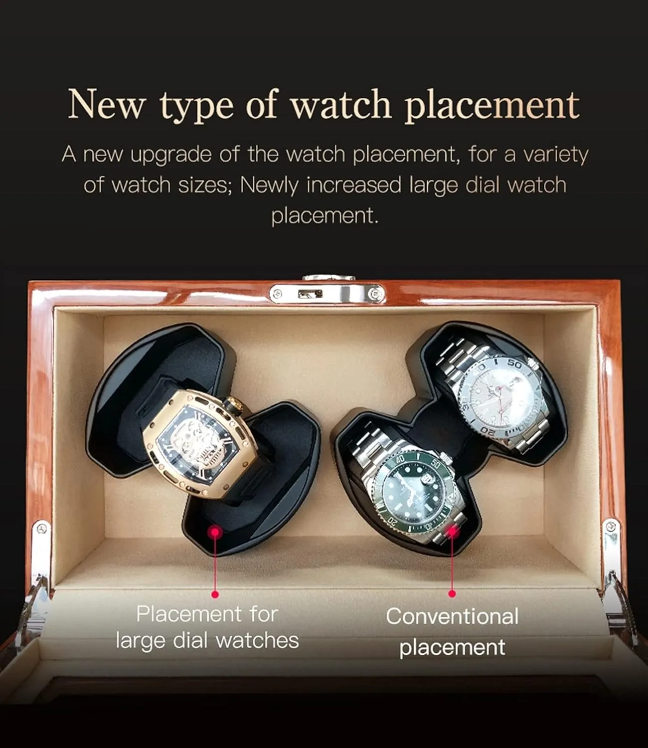 Automatic (Black 2 0) Watch Display Box narration personality gymnasium apologize Automatic Watch Winder Box Mechanical Display 2 Slots Male Watch 