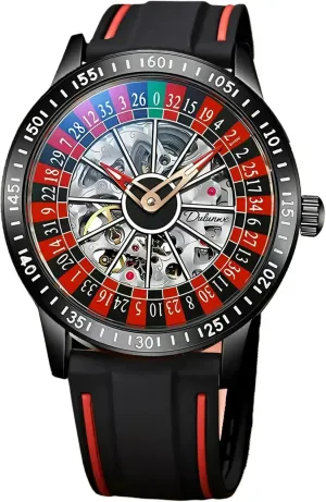 Automatic Mechanical Watch rebel stubborn pride converse shepherd Luxury Skeleton Watches for Men Two-Tone Silicone Band,Waterproof,Glows in The Dark Unique Roulette Watches Men's 