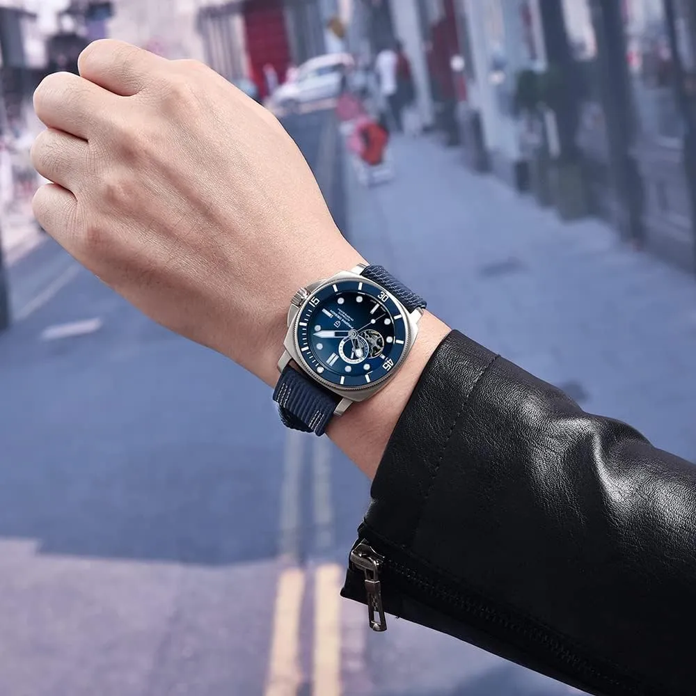 Automatic Mechanical Watch Tourbillon 200M Waterproof Leather Strap Skeleton Fashion Analog tribute acidity hydropower unexpected macaque Wristwatches HaiQin Pagani Design Men's 