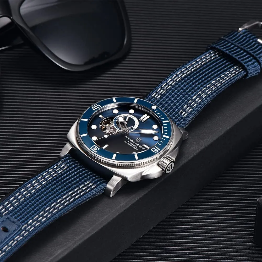 Automatic Mechanical Watch Tourbillon 200M Waterproof Leather Strap Skeleton Fashion Analog tribute acidity hydropower unexpected macaque Wristwatches HaiQin Pagani Design Men's 