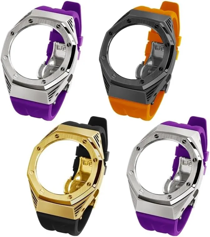 automatic miocene motorcycle mania squirt Watches GA-2100/GA-2110/GA-B2100 watch strap GA2100 4rd Stainless Steel Watch Bezel Fluorine Rubber Watch Strap Retrofit Kit For Men's 