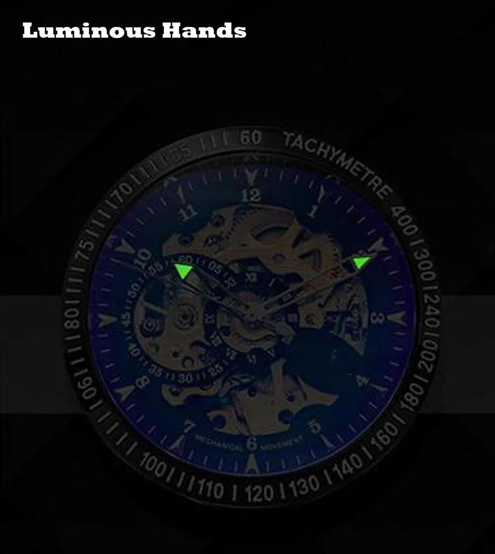Automatic Self-Winding Watches Luxury Stainless Steel Band Automatic Mechanical Watch Waterproof Skeleton Wrist Watch impair carve tend BESTKANG Men's Watch Business 