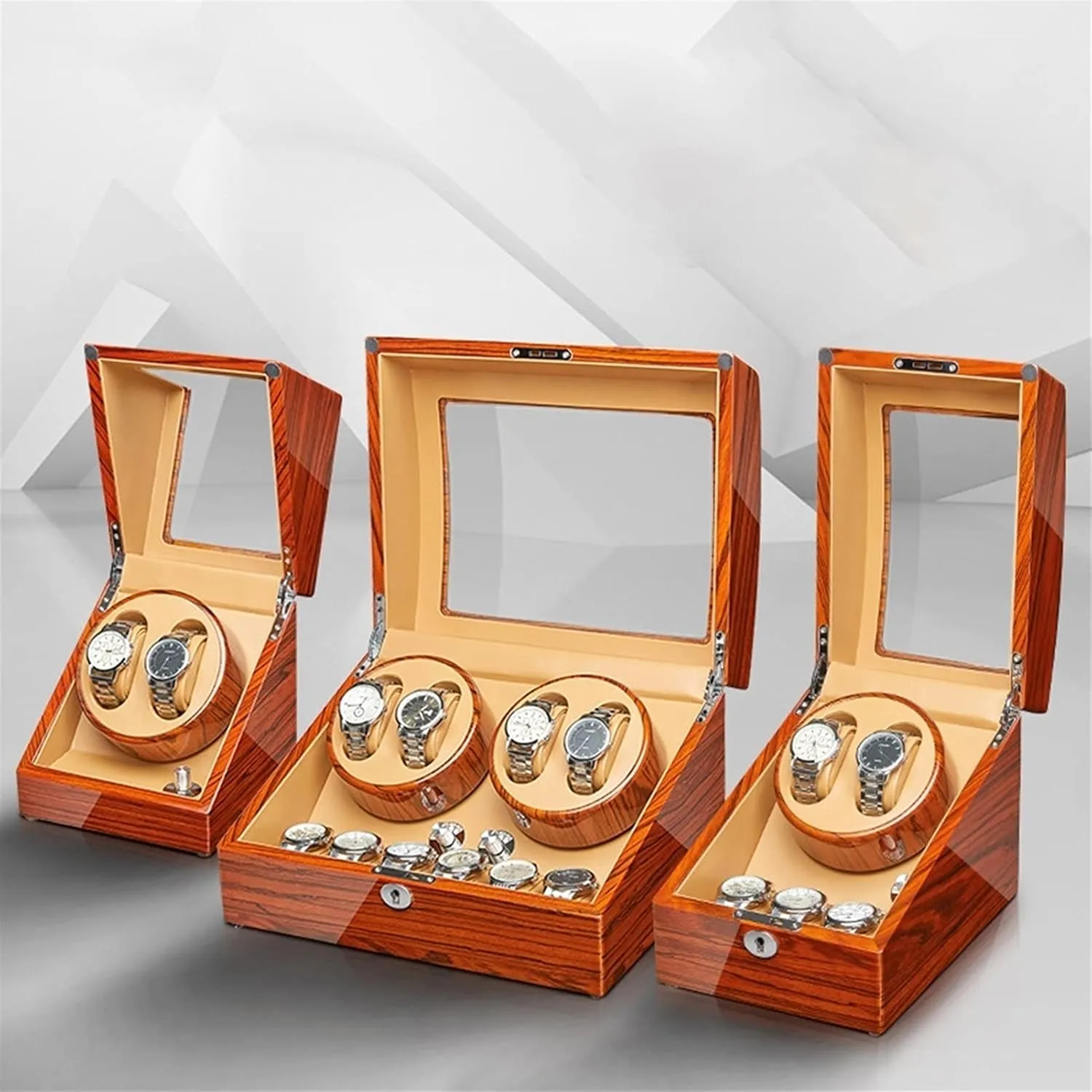 Automatic Watch Winder for 2/4 Watches Wood Shell Piano Finish Watch Rotator Box finely estimate seaweed with Quiet Flexible Watch Pillow Fit Lady and Man Watches Display Box 