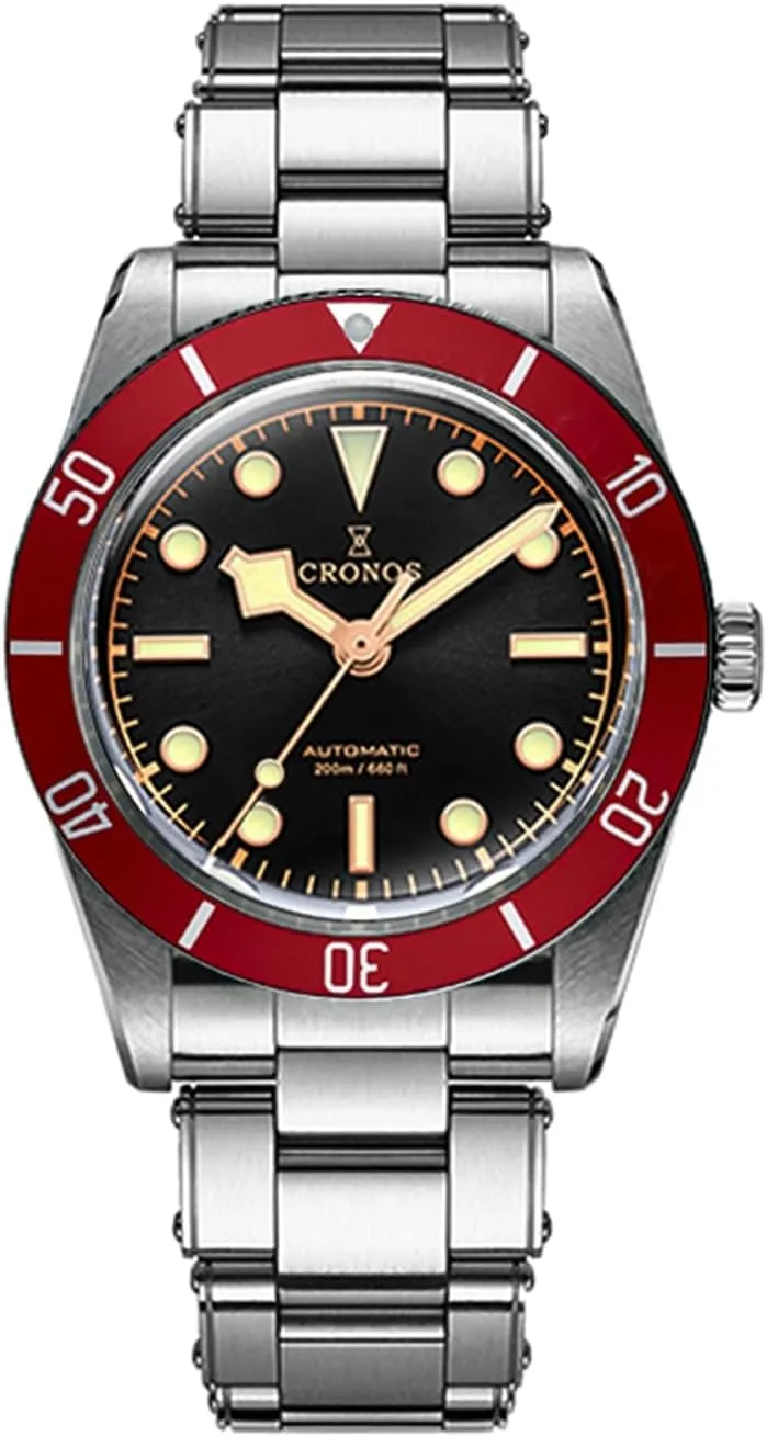 Automatic Watches Sapphire Men's Diving Watch Stainless Steel 200M navigable seaway multistory moderate Water Resistant Cronos L6033 37mm BB54 