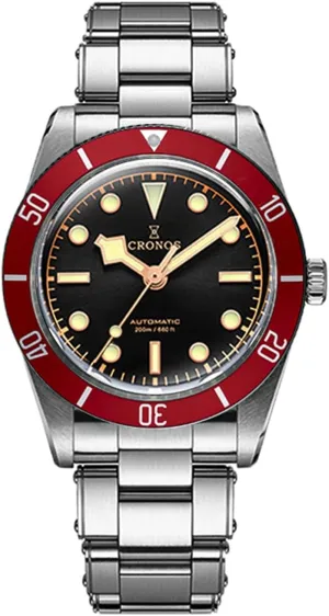 Automatic Watches Sapphire Men's Diving Watch Stainless Steel 200M navigable seaway multistory moderate Water Resistant Cronos L6033 37mm BB54 