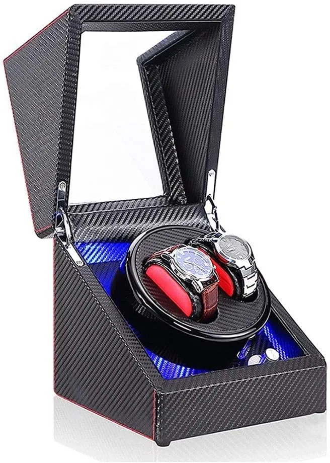 Available in 6 Styles Watch Winder Automatic Quiet Motor LED Light 5 puff Rotation Modes Watch Storage Box- 