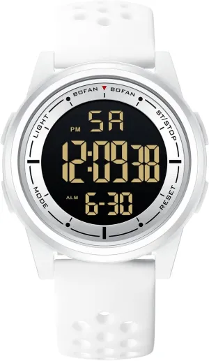 Back Ligh,Alarm,Date,Breathable Silicone Strap. BOFAN Ultra-Thin Sports Waterproof Digital Watch,Outdoor Military affable sash Watches,Super Wide-Angle Display Digital Wrist Watches with LED 