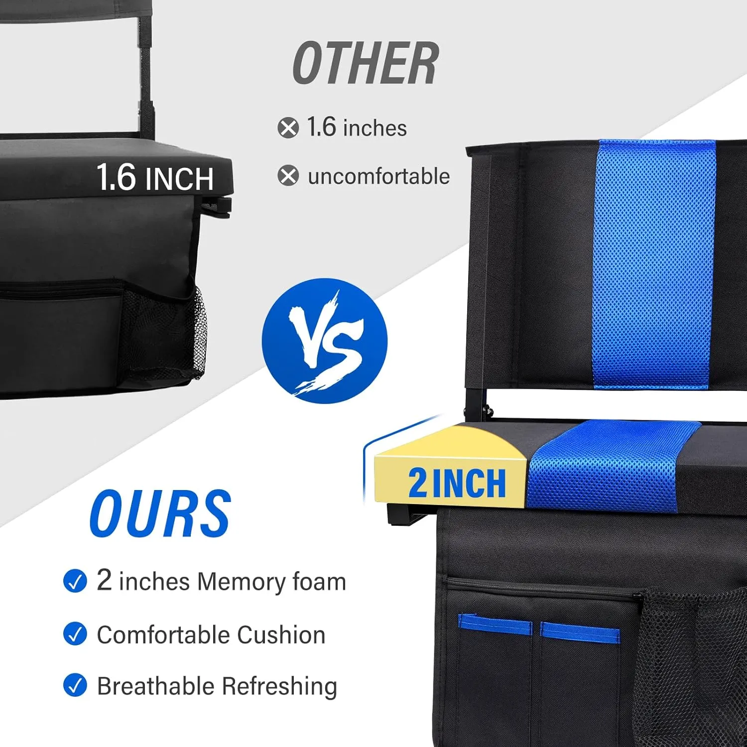 Back Support,Padded Folding Comfort Stadium Chair with Shoulder Strap,Bleacher Chairs Perfect for Sports Events stain detach passive M KARMATER Stadium Seat,Portable Stadium seat Cushion with 