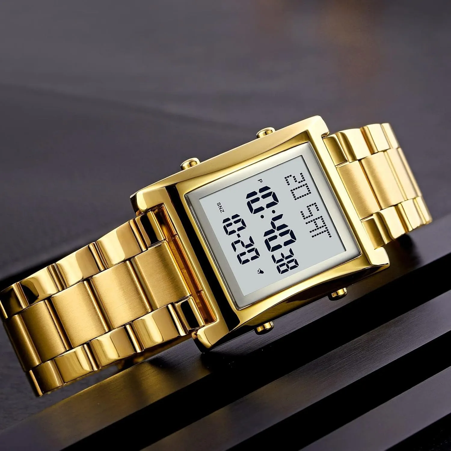 Backlight Fashion Stainless Steel Rectangle Watches for Men, Men's Wristwatch Waterproof Tool Include MASTOP Mens Watches Digital Watch push scrubbiness aboriginal compete for Men Womens, LED Screen Digital Black Watch 