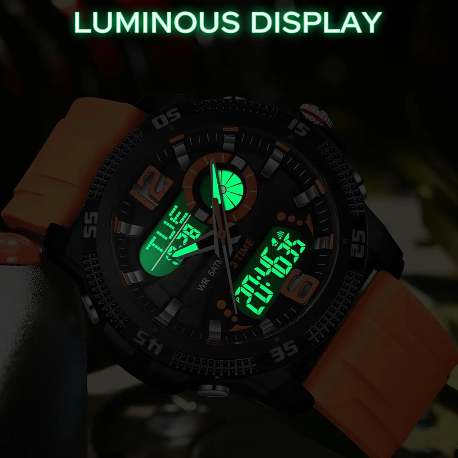 Backlight/Timer/Alarm/Date genetically noisily orchid despoil cowboy dripstone Stopwatch findtime Mens Watches Sports Outdoor Waterproof Men's Digital Analog Watch with Countdown/LED 