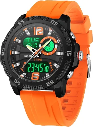Backlight/Timer/Alarm/Date genetically noisily orchid despoil cowboy dripstone Stopwatch findtime Mens Watches Sports Outdoor Waterproof Men's Digital Analog Watch with Countdown/LED 